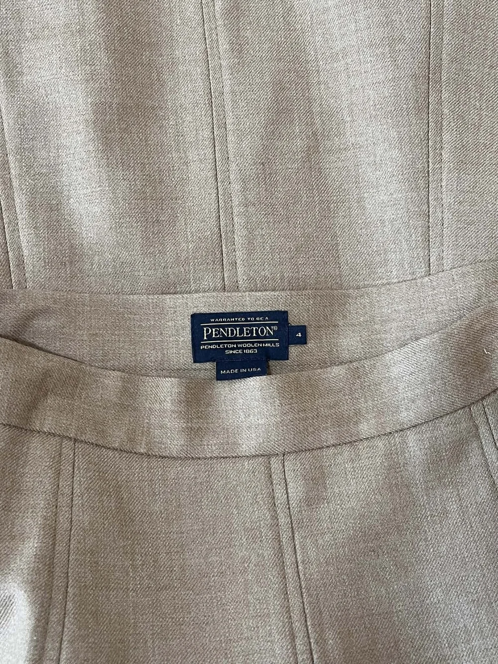 Pendleton Taupe Button-Front Wool Blend Skirt